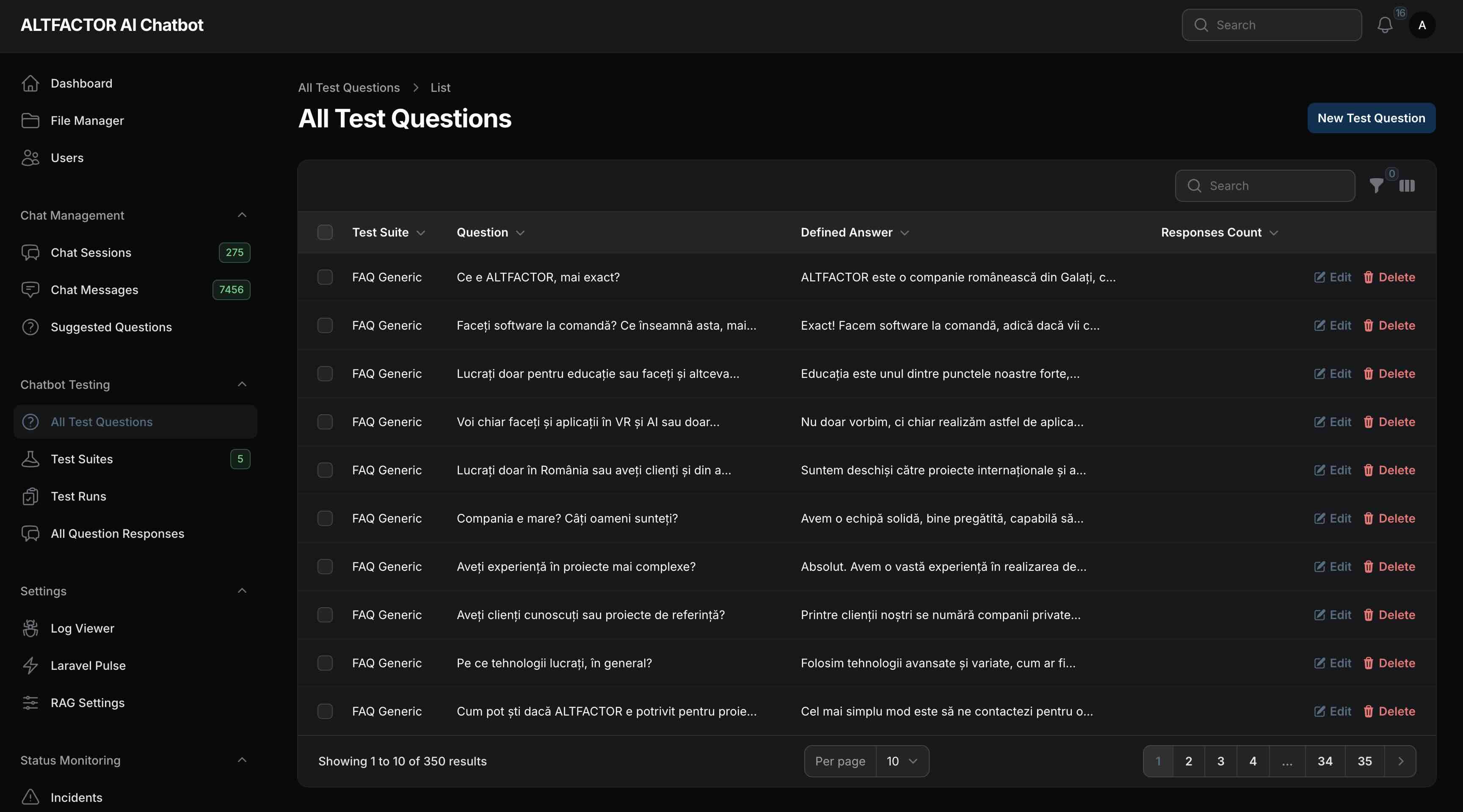 Suggested question management